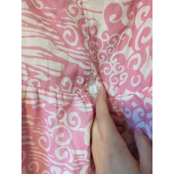 RTR Sz L Amanda Uprichard Tula Pink Print Tie Strap Sweetheart A-Line Midi Dress - Picture 9 of 10